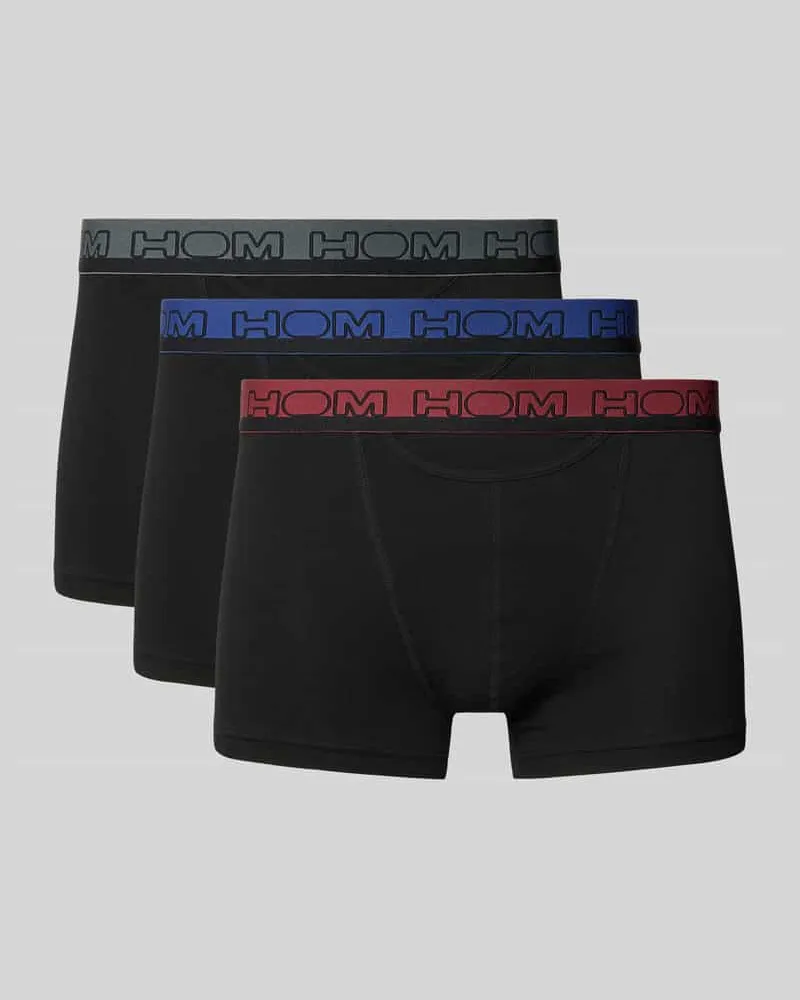HOM Slim Fit Trunks mit Logo-Stitching Modell 'Terry' im 2er-Pack Black