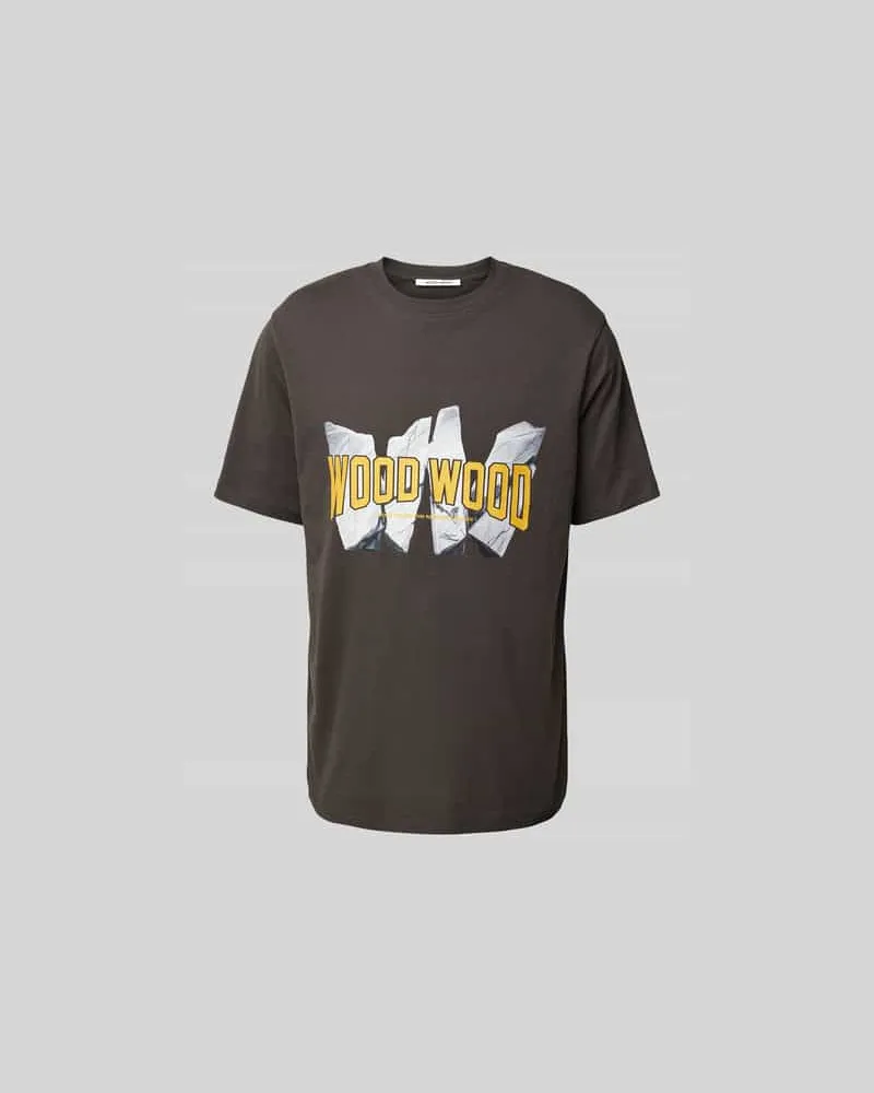 Wood Wood Regular Fit T-Shirt mit Label-Print Anthrazit