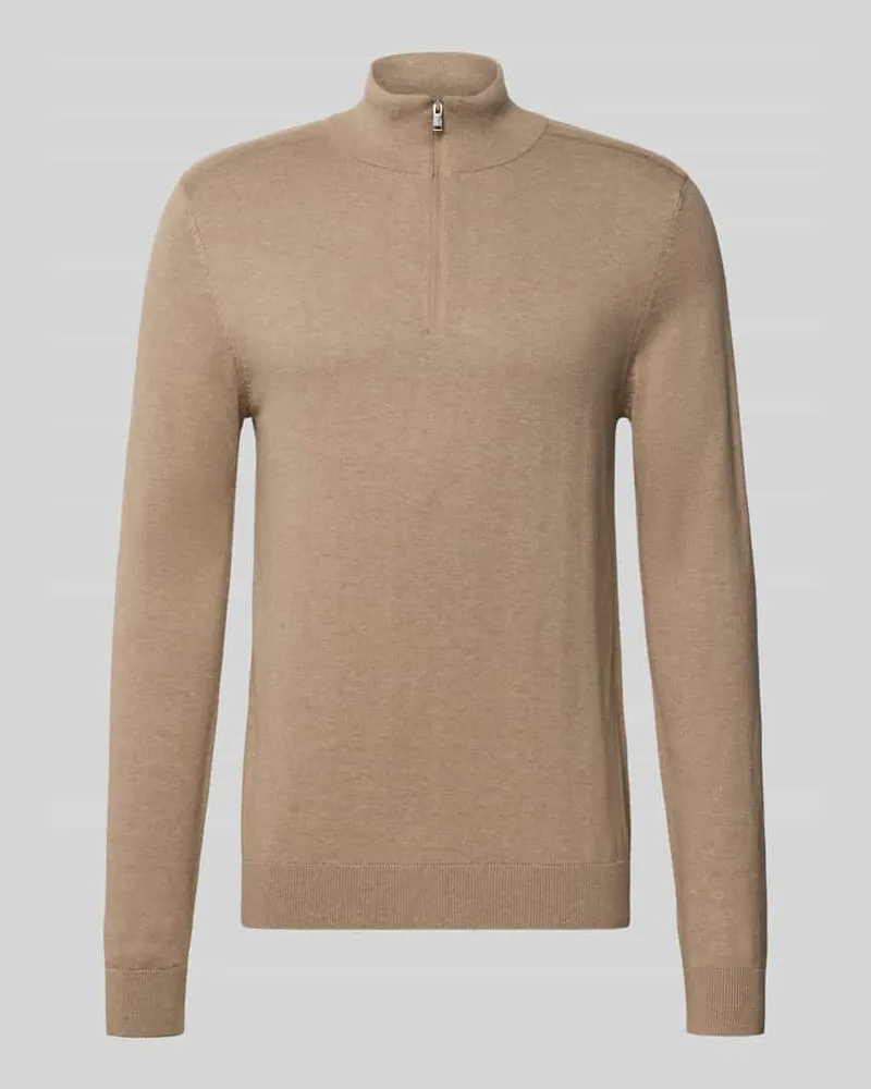 Selected Homme Regular Fit Troyer aus reiner Baumwolle Modell 'BERG Taupe