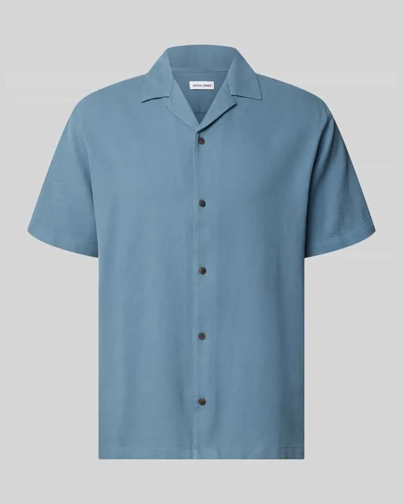 Jack & Jones Regular Fit Freizeithemd mit Strukturmuster Modell 'Global Jeansblau