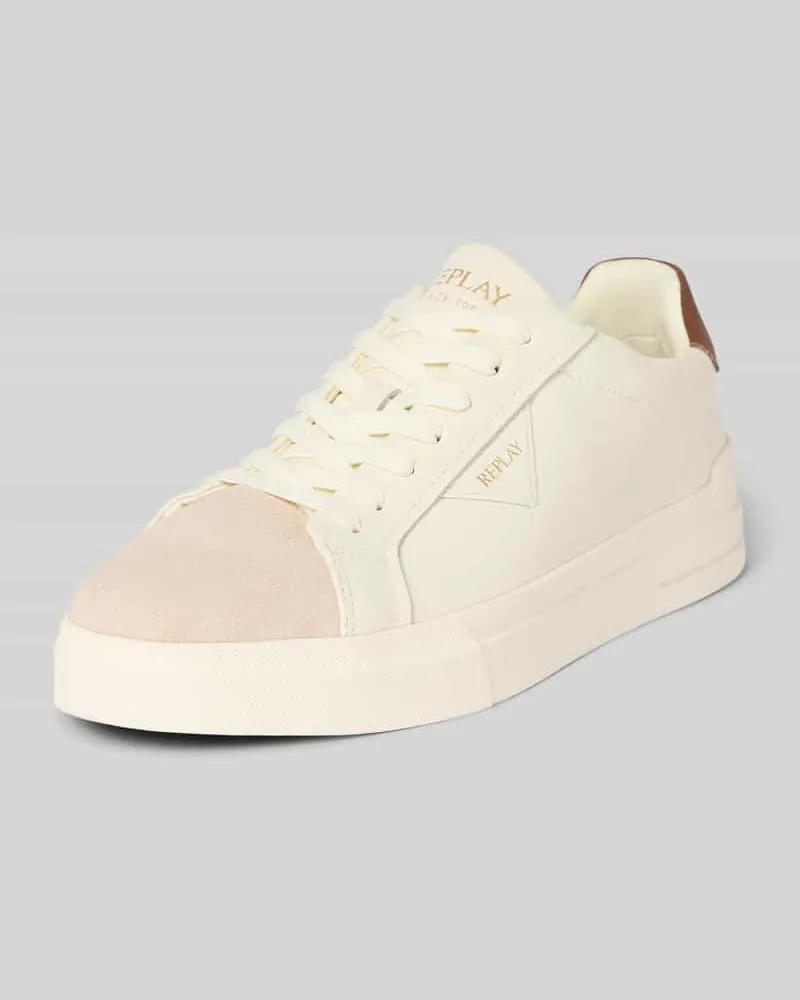 Replay Sneaker aus beschichtetem Leder mit Label-Details Offwhite