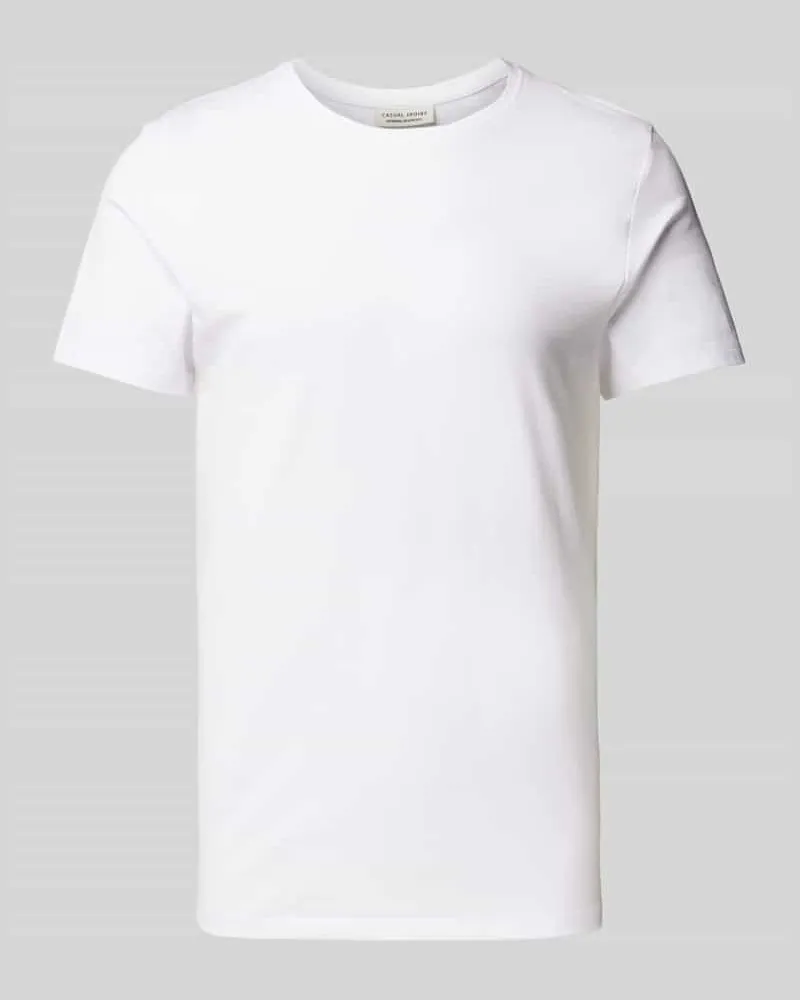 Casual Friday T-Shirt mit geripptem Rundhalsausschnitt 