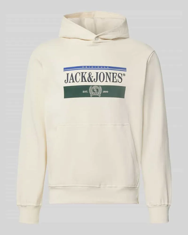 Jack & Jones Hoodie mit Label-Print Modell 'FREDERIKSBERG Offwhite