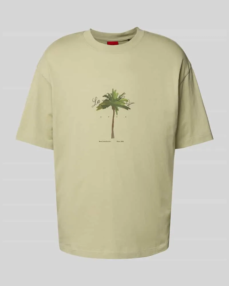 HUGO BOSS T-Shirt mit Label-Print Modell 'Duwom Hellgruen