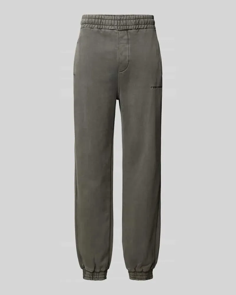 PEGADOR Straight Fit Sweatpants aus Baumwoll-Mix mit Logo-Stickerei Dunkelgrau