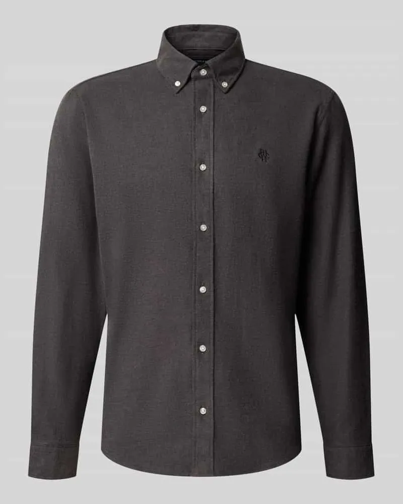 McNeal Regular Fit Freizeithemd aus reiner Baumwolle mit Label-Stitching Black
