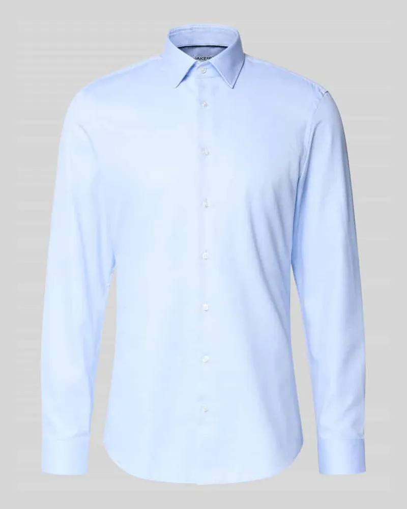 JAKE*S Super Slim Fit Business-Hemd mit Kentkragen Bleu