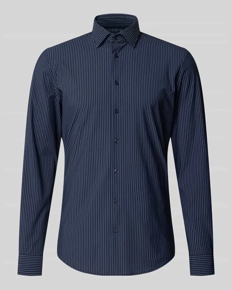 JAKE*S Slim Fit Business-Hemd mit Kentkragen Marine