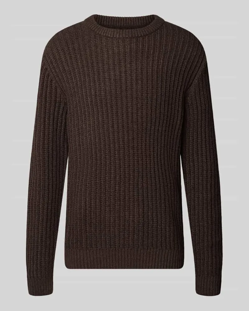 Jack & Jones Regular Fit Pullover mit Strickmuster Dunkelbraun