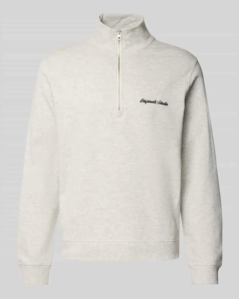 Jack & Jones Sweatshirt mit Troyer-Kragen und Label-Stitching 