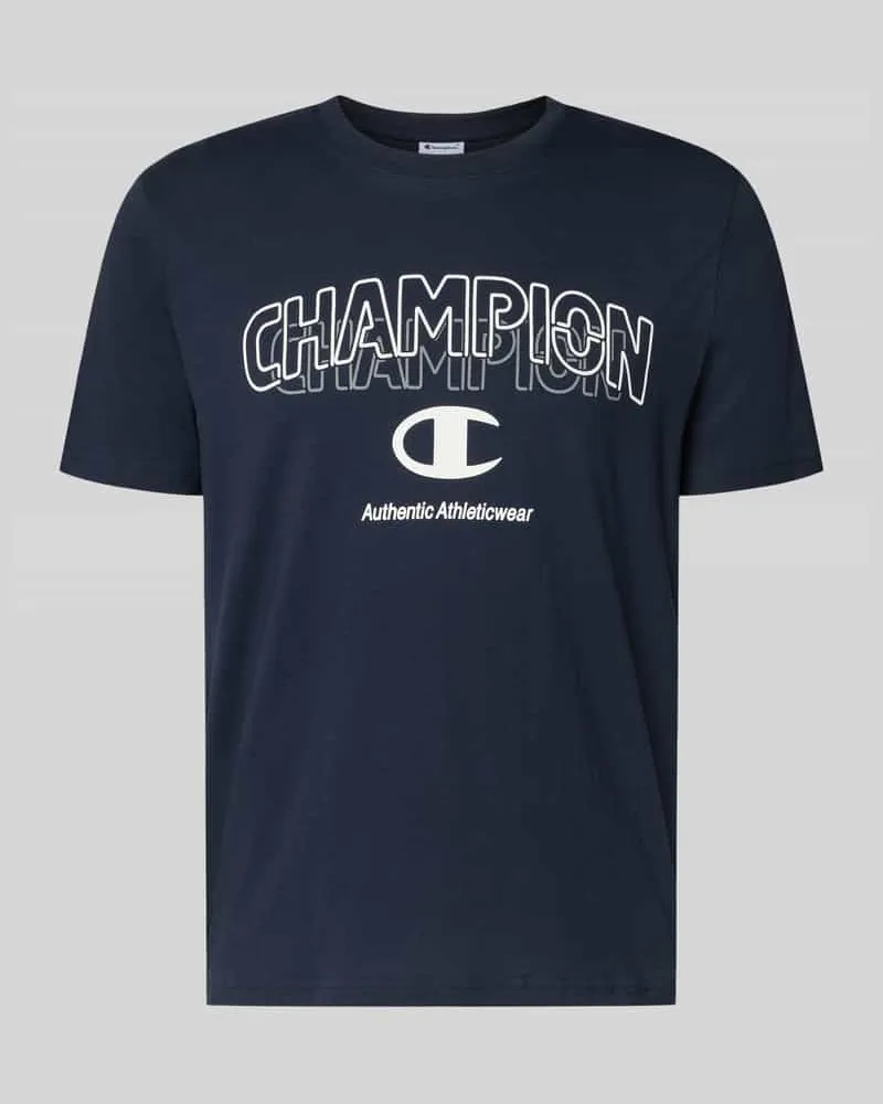 Champion T-Shirt mit Label-Print und Rundhalsausschnitt Marine
