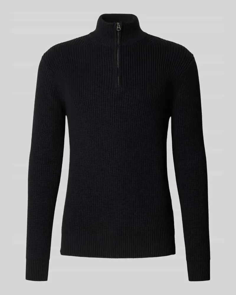Replay Strickpullover mit Stehkragen und Reißverschluss 