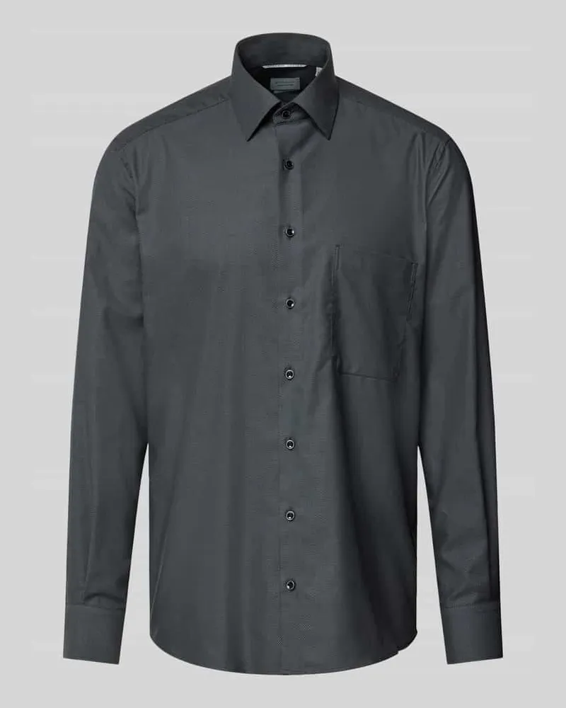 Eterna Comfort Fit Businesshemd aus Uni Struktur Black