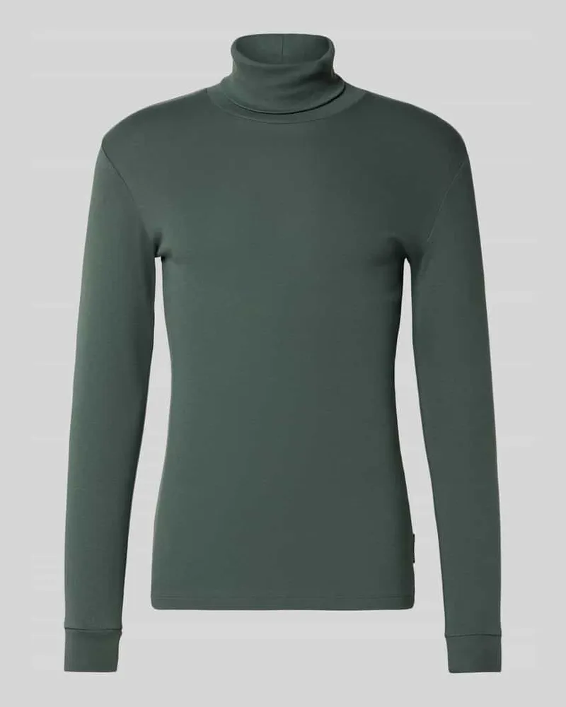 Marc O'Polo Shaped Fit Langarmshirt aus reiner Baumwolle mit Rollkragen Petrol