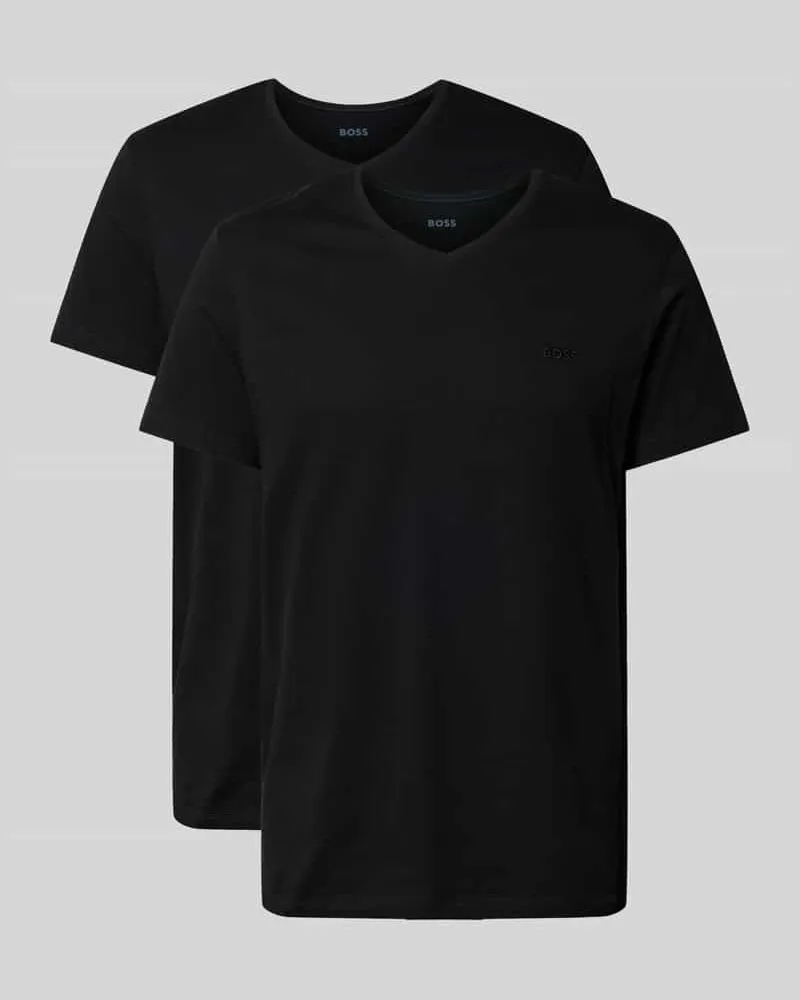 HUGO BOSS T-Shirt mit V-Ausschnitt im 2er-Pack Modell 'ComfortS Black