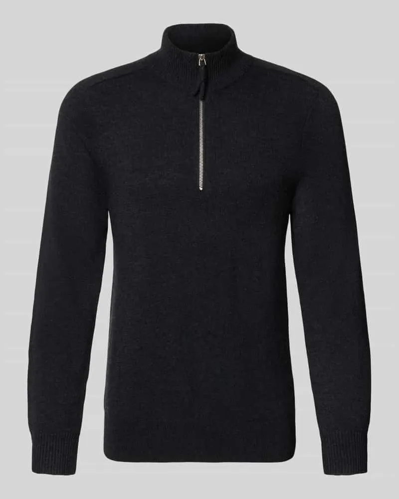 FTC Cashmere Regular Fit Troyer aus reinem Kaschmir Dunkelgrau