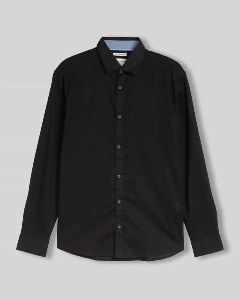 Tom Tailor Regular Fit Freizeithemd aus Leinen-Baumwolle-Mix Black
