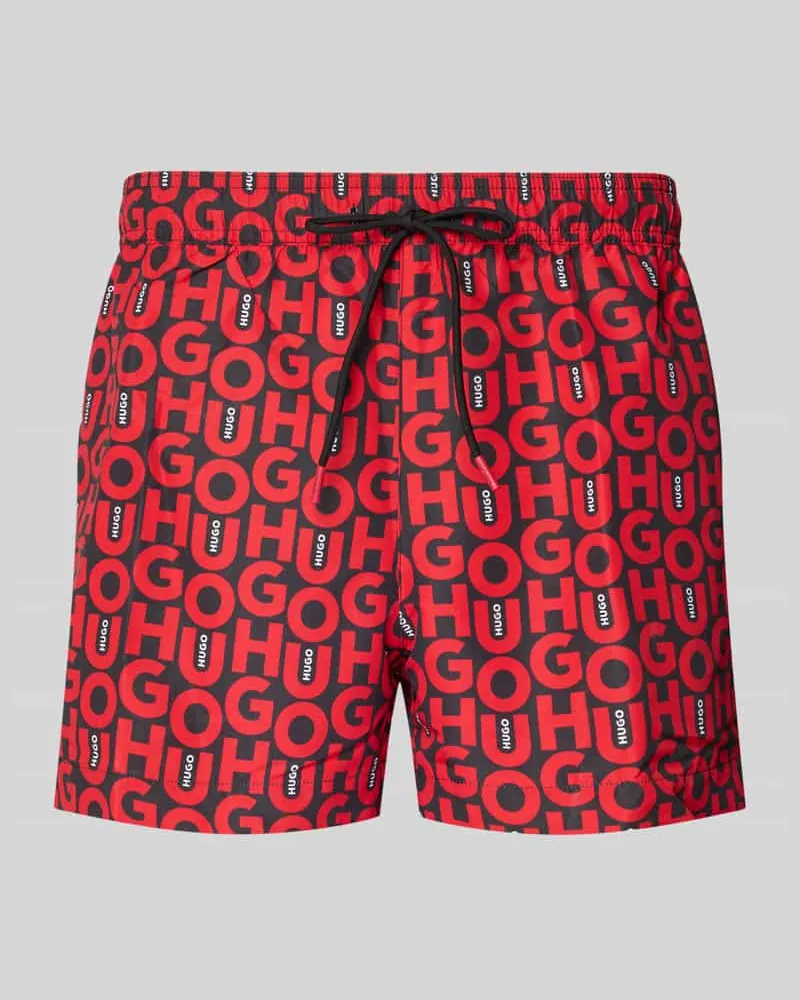 HUGO BOSS Badeshorts mit Allover-Muster Modell 'NALU Black