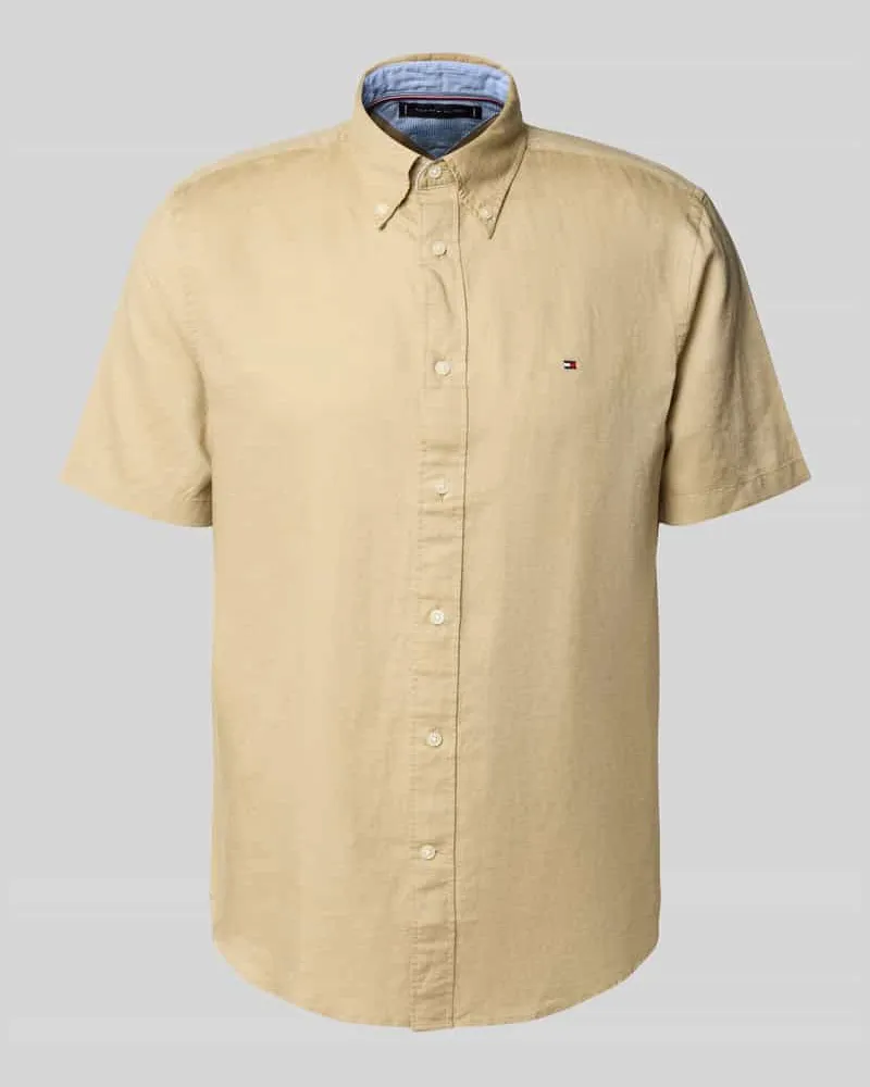 Tommy Hilfiger Regular Fit Freizeithemd aus Baumwoll-Leinen-Mix 