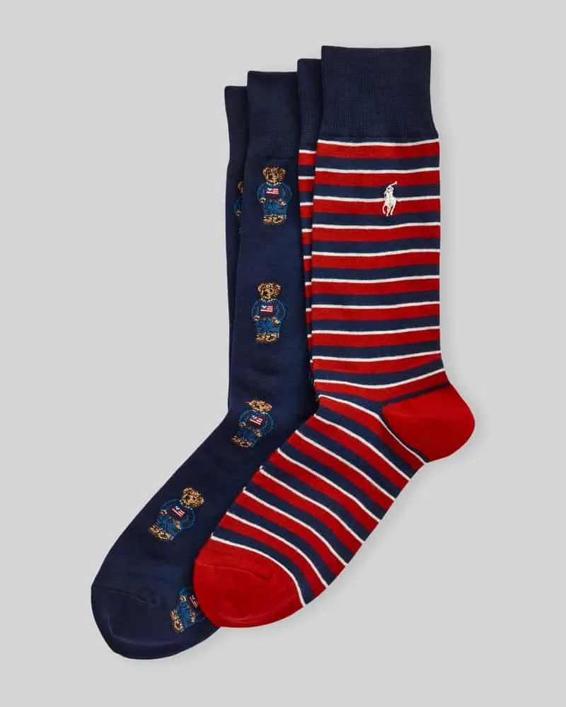 Ralph Lauren Socken mit Bärenmotiv im 2er-Pack Marine