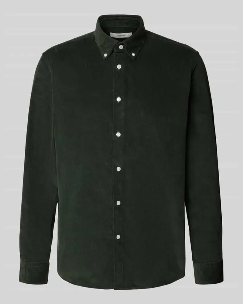 Selected Homme Regular Fit Cordhemd aus reiner Baumwolle Modell 'DANNI Dunkelgruen