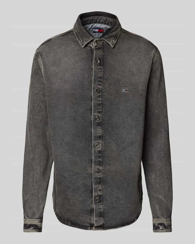 Tommy Hilfiger Regular Fit Jeanshemd aus Viskose mit Logo-Stitching Black