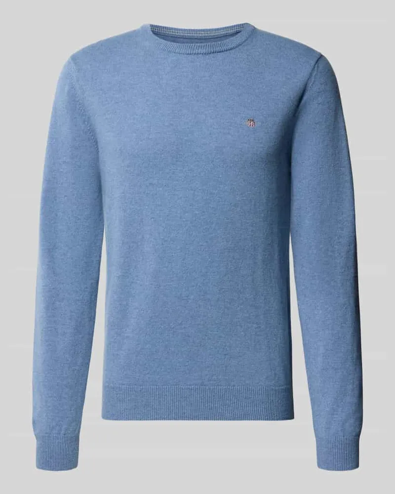 Gant Regular Fit Pullover aus reiner Wolle Jeansblau