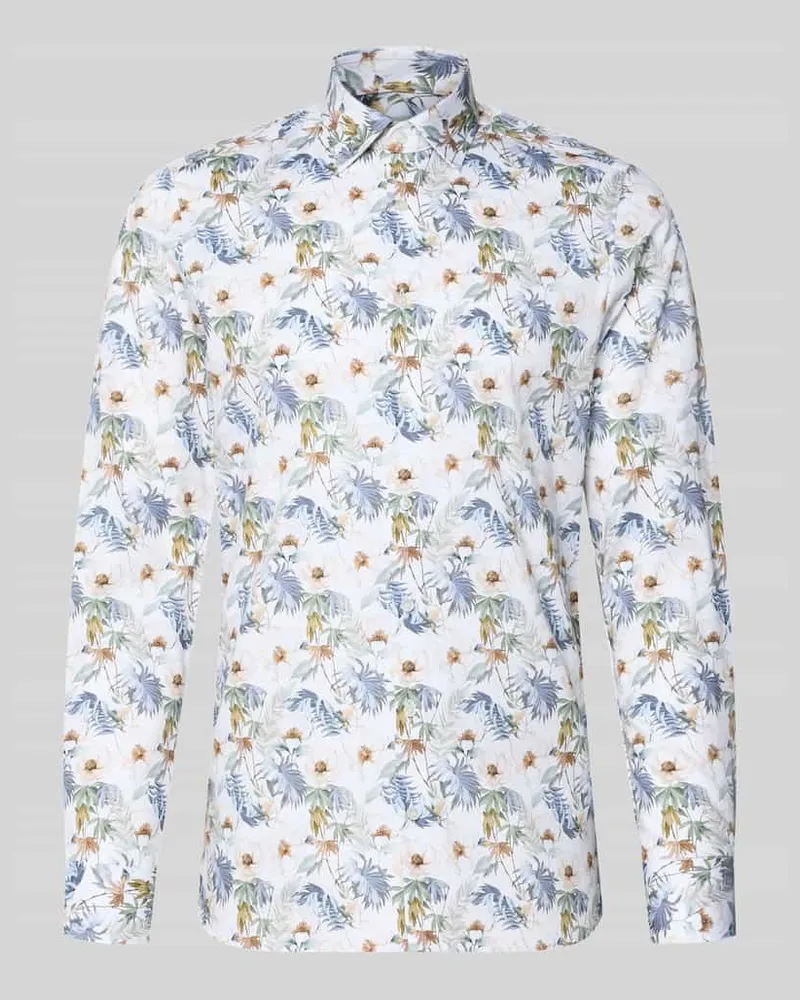 Olymp Slim Fit Businesshemd aus Baumwoll-Mix mit Kentkragen Weiss