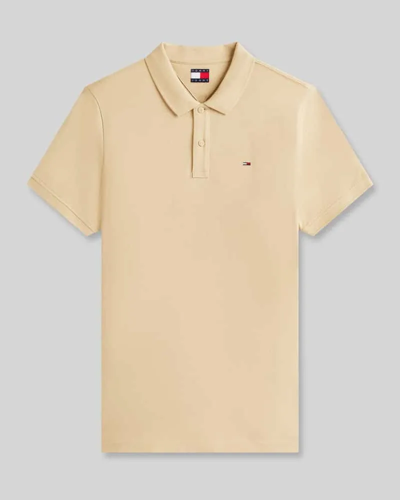 Tommy Hilfiger Regular Fit Poloshirt Modell 'TJM SLIM PLACKET POLO EXT Beige