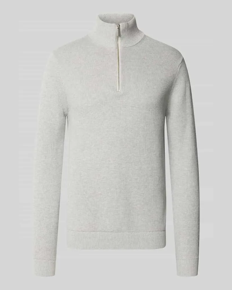 Selected Homme Regular Fit Troyer aus reiner Baumwolle Modell 'DANE Hellgrau