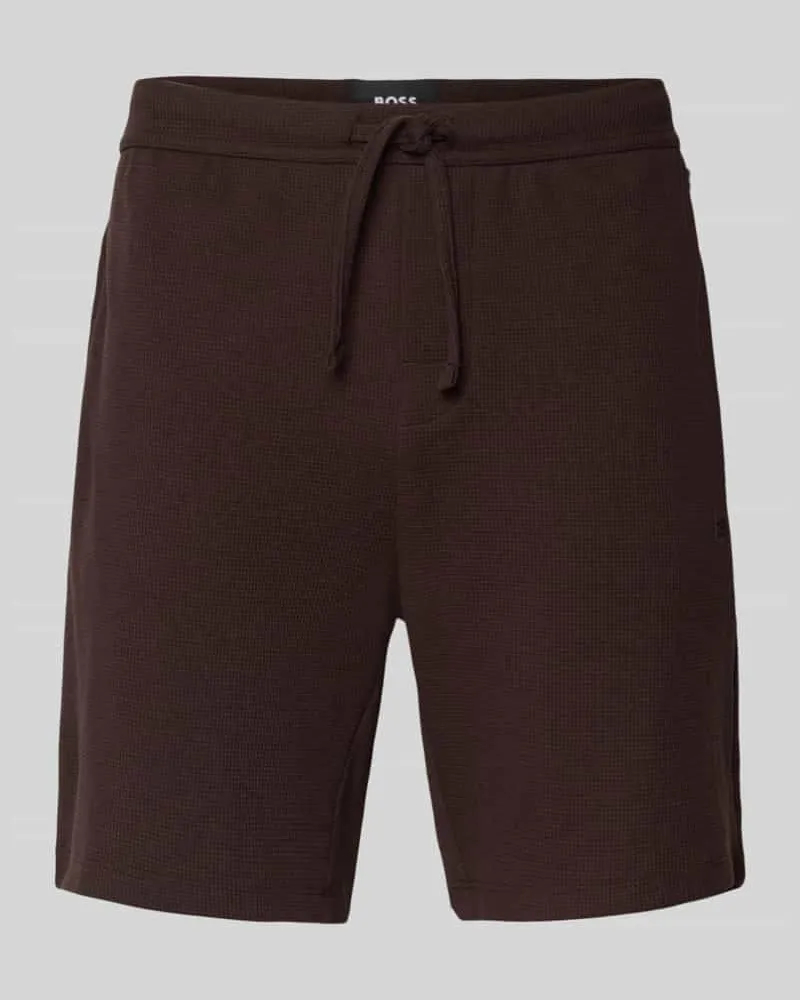 HUGO BOSS Regular Fit Sweatshorts aus Baumwoll-Mix Modell 'WAFFLE SHORTS Mittelbraun