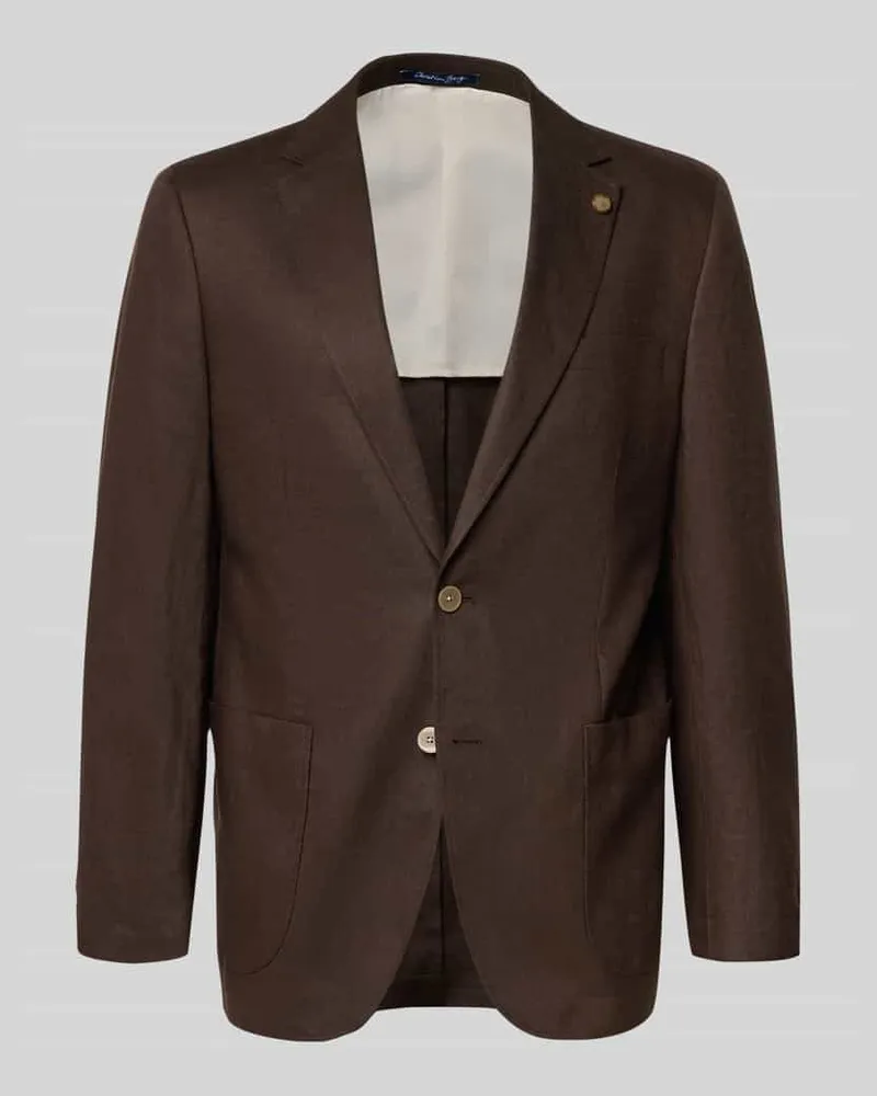 Christian Berg Regular Fit Sakko aus reinen Leinen mit Reverskragen Mittelbraun