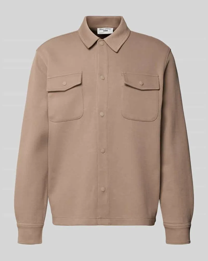 Marc O'Polo Relaxed Fit Hemdjacke aus reiner Baumwolle Taupe