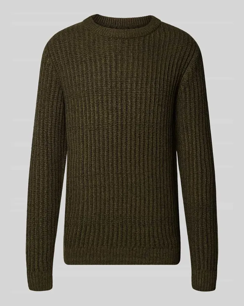 Jack & Jones Regular Fit Strickpullover aus Baumwoll-Mix Modell 'AXON Dunkelgruen