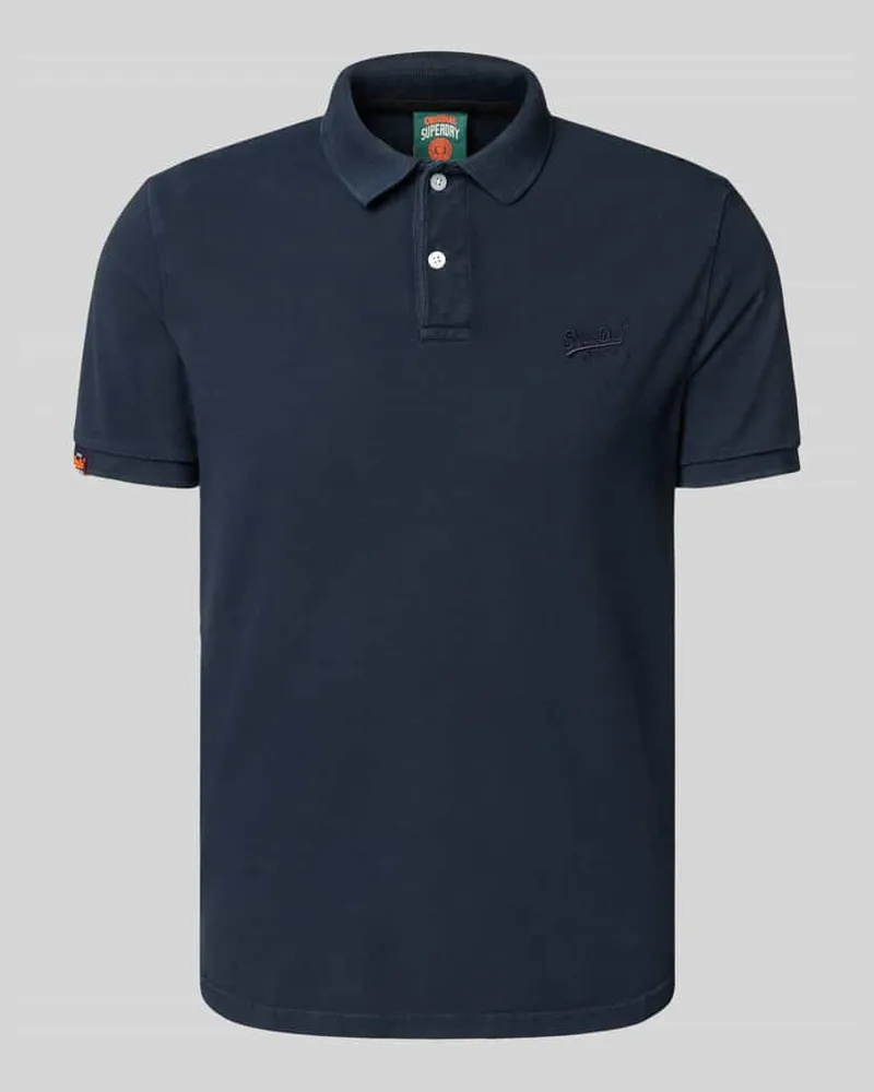 Superdry. Regular Fit Poloshirt mit Label-Stitching Dunkelblau