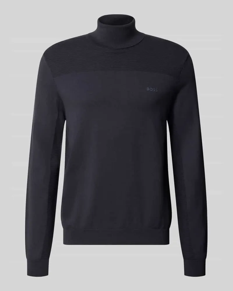 HUGO BOSS Regular Fit Rollkragenpullover aus Woll-Mix Marine
