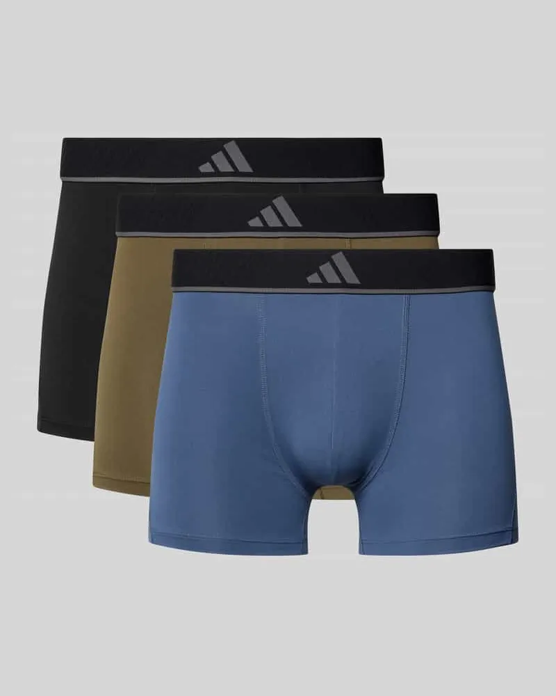 adidas Slim Fit Trunks mit Logo-Stitching Modell 'Active' im 3er-Pack Marine