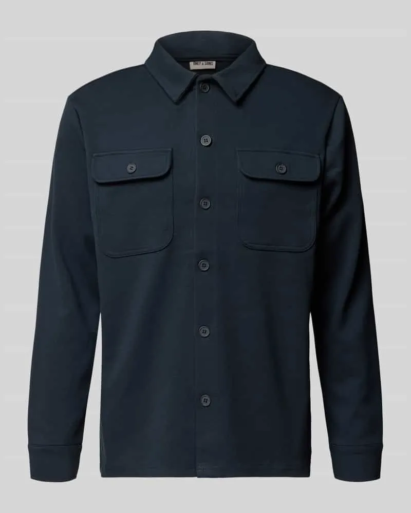 Only & Sons Regular Fit Hemdjacke mit leichtem Strukturmuster Modell 'NEWKODYL Dunkelblau