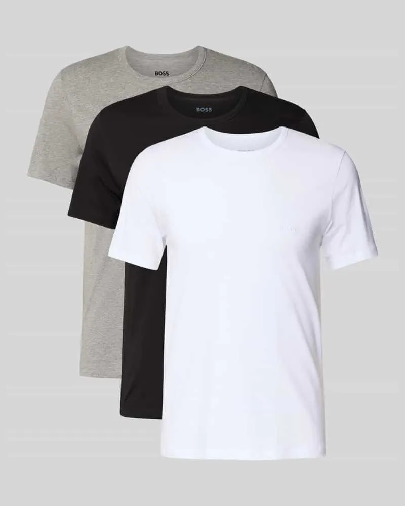 HUGO BOSS Regular Fit T-Shirt aus reiner Baumwolle im 3er-Pack Modell 'CLASSIC Mittelgrau