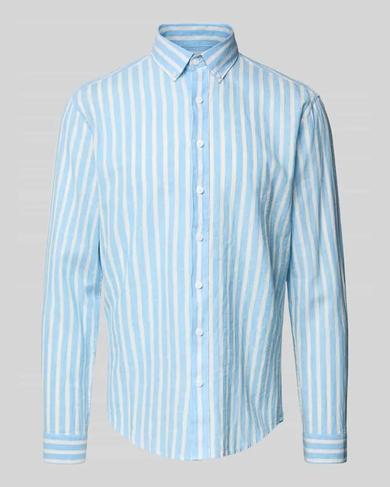 Lindbergh Slim Fit Freizeithemd aus Leinen-Baumwoll-Mix 