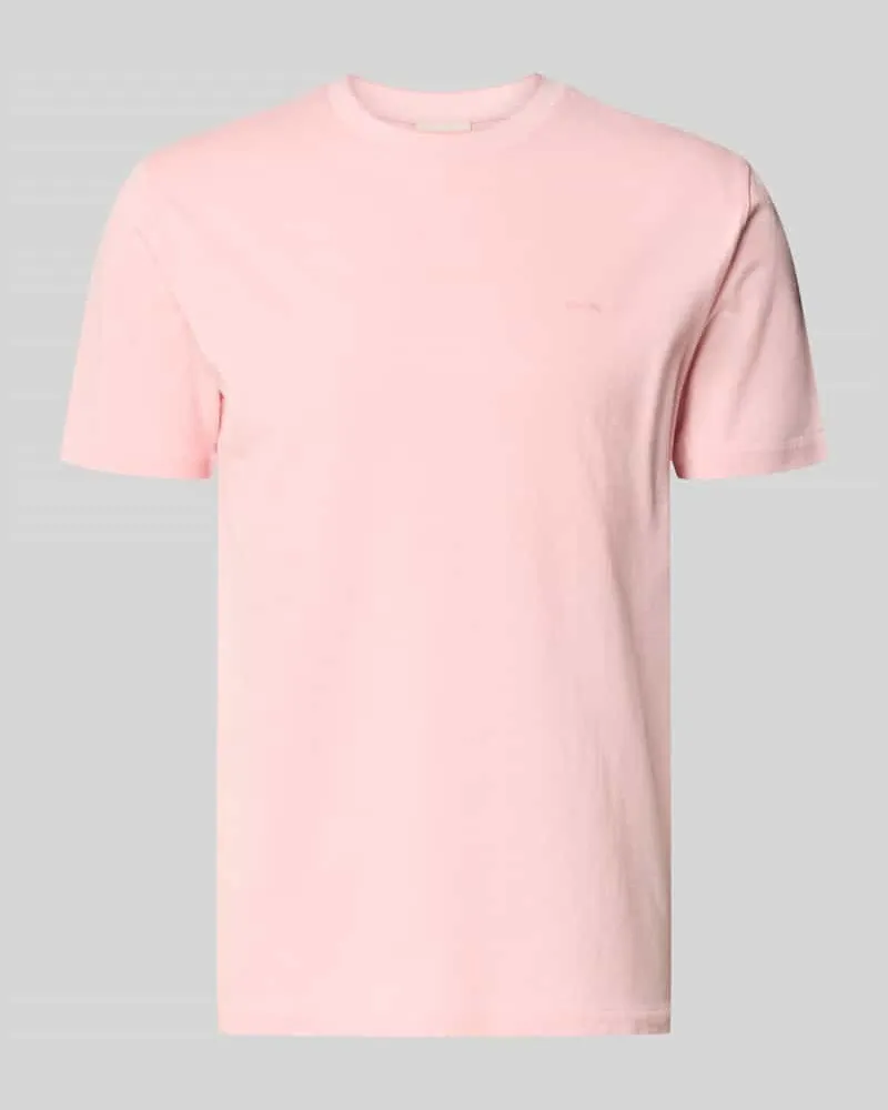 Gant T-Shirt mit Rundhalsausschnitt und Label-Stitching Hellrosa