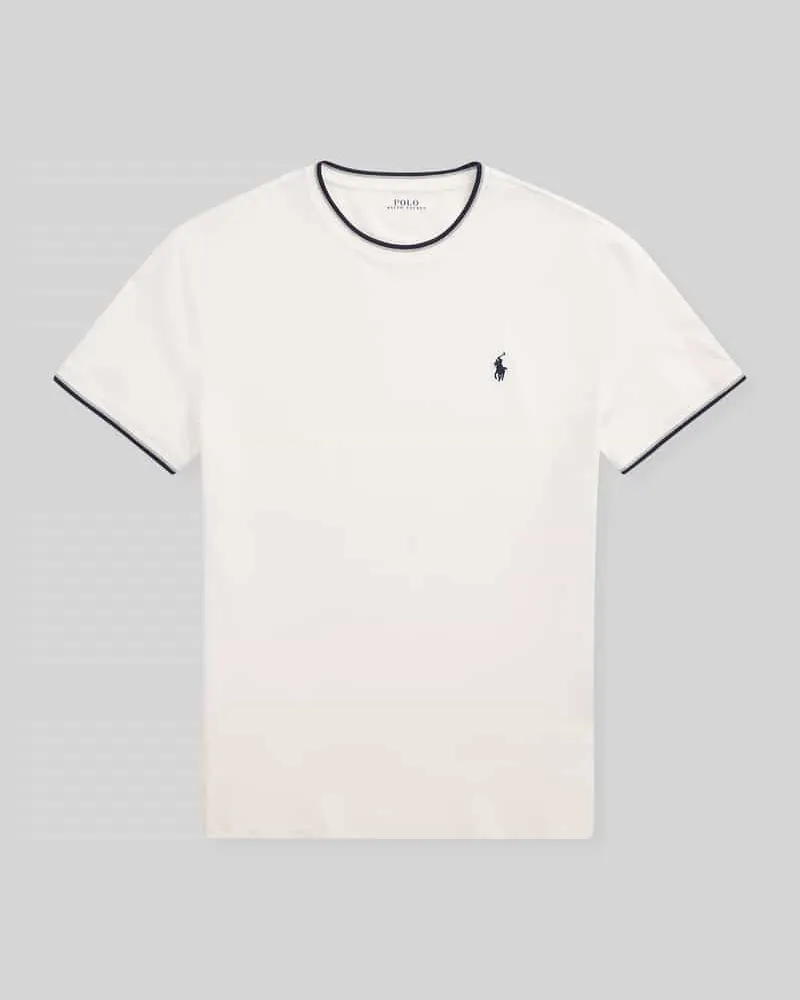 Ralph Lauren Regular Fit T-Shirt aus Baumwoll-Mix mit Kontraststreifen Weiss