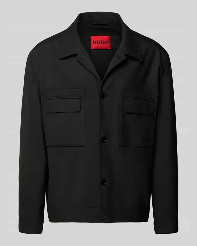 HUGO BOSS Regular Fit Hemdjacke mit Viskose-Anteil Modell 'JULIANO Black