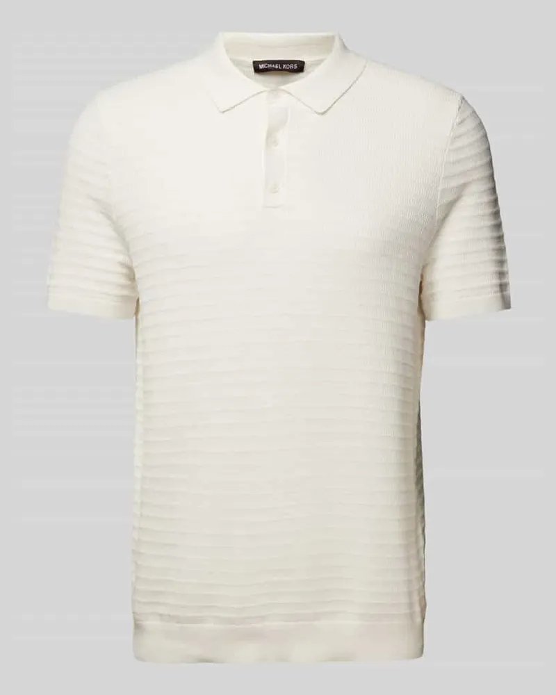 Michael Kors Regular Fit Poloshirt aus Baumwoll-Seiden-Mix Modell 'TUCK STRIPE Weiss