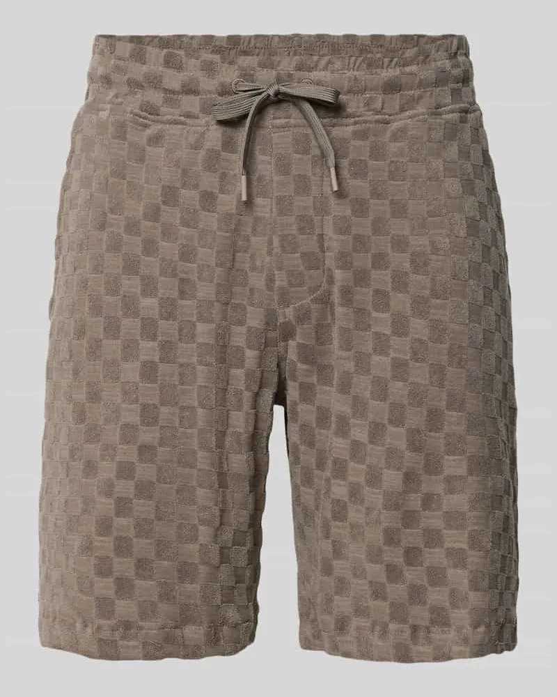 Lindbergh Regular Fit Shorts mit Label-Patch Taupe