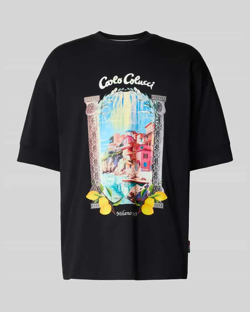 Carlo Colucci Oversized T-Shirt mit Label-Print 