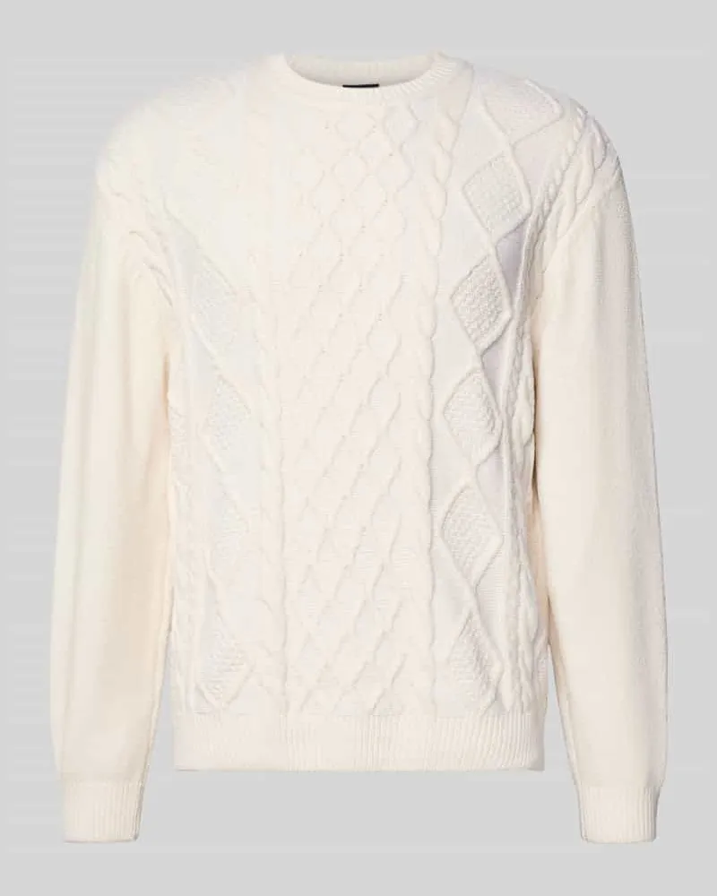 Armani Exchange Strickpullover mit gerippten Abschlüssen Weiss