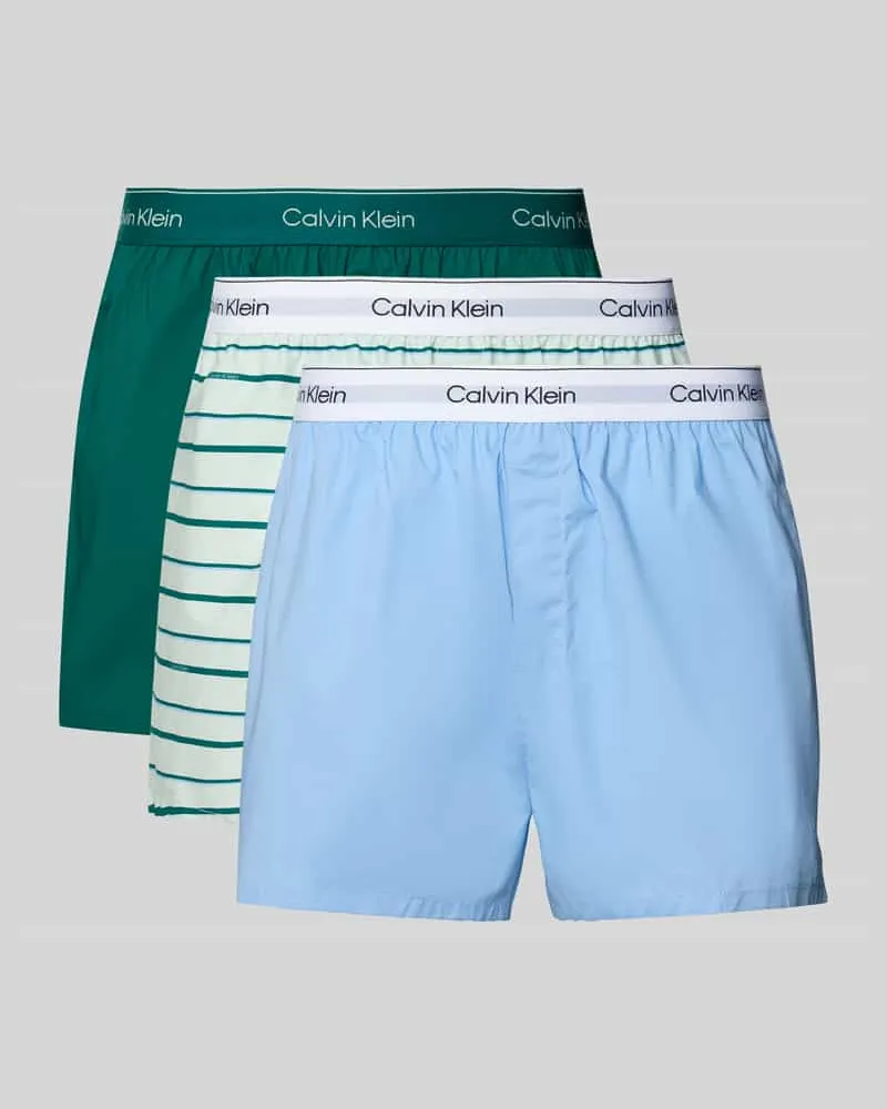 Calvin Klein Regular Fit Boxer mit Logo-Stitching im 3er-Pack Gruen