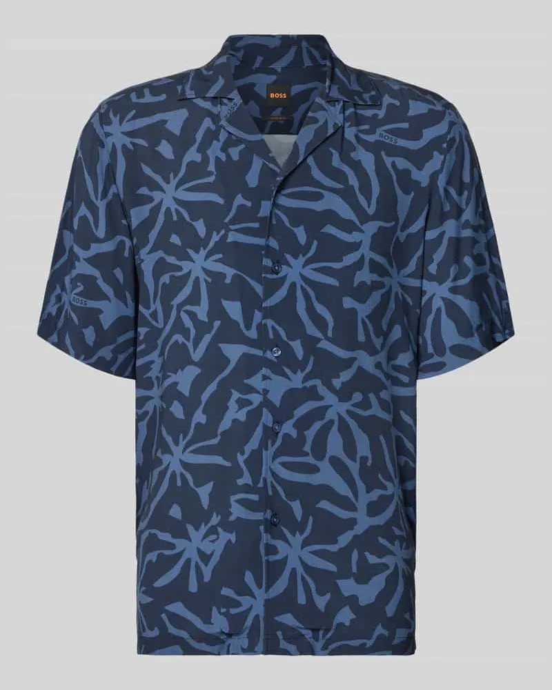 HUGO BOSS Regular Fit Freizeithemd aus Viskose Modell 'RAYER_M Marine