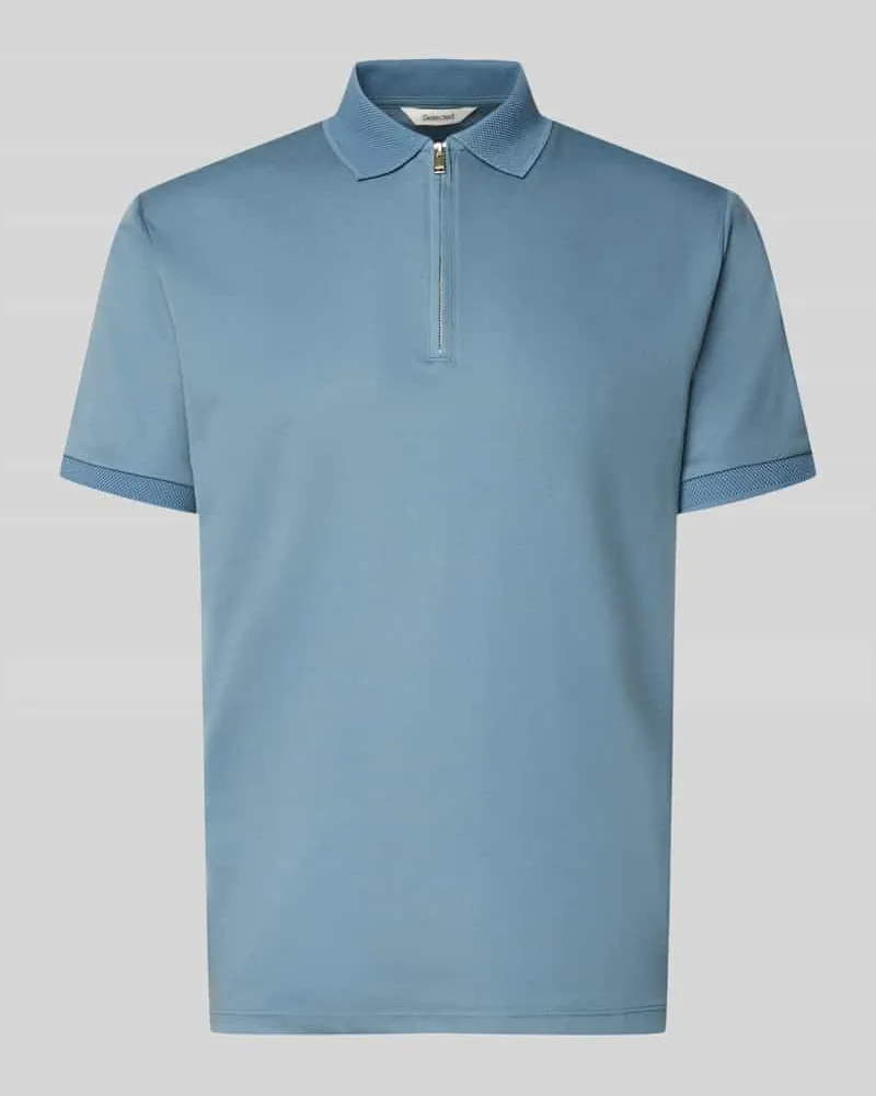 Selected Homme Regular Fit Poloshirt aus Bio-Baumwoll-Mix Modell 'FAVE Rauchblau